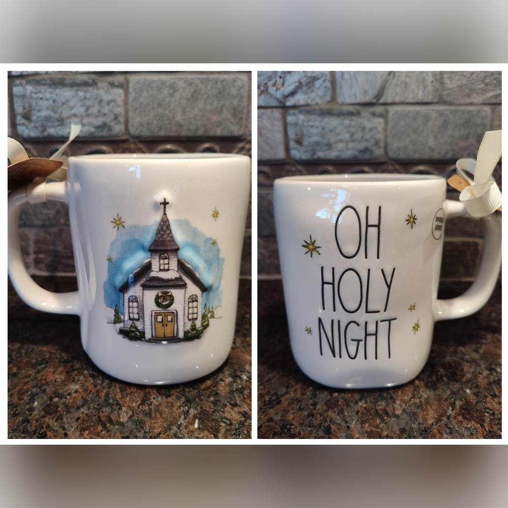 Rae Dunn Oh Holy Night/Church Double-Sided Christmas Mug
